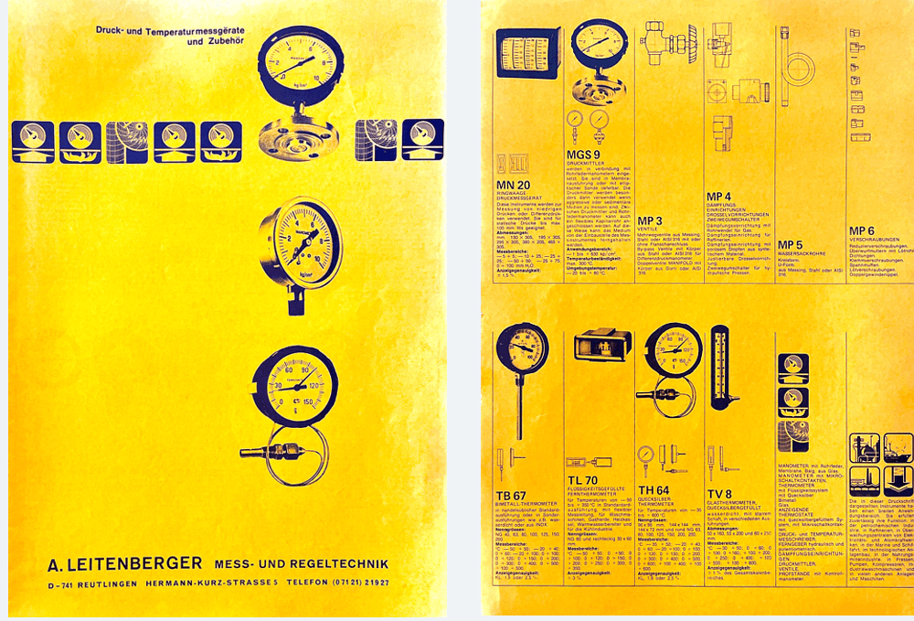 First technical data sheet of DRUCK & TEMPERATUR Leitenberger - Germany