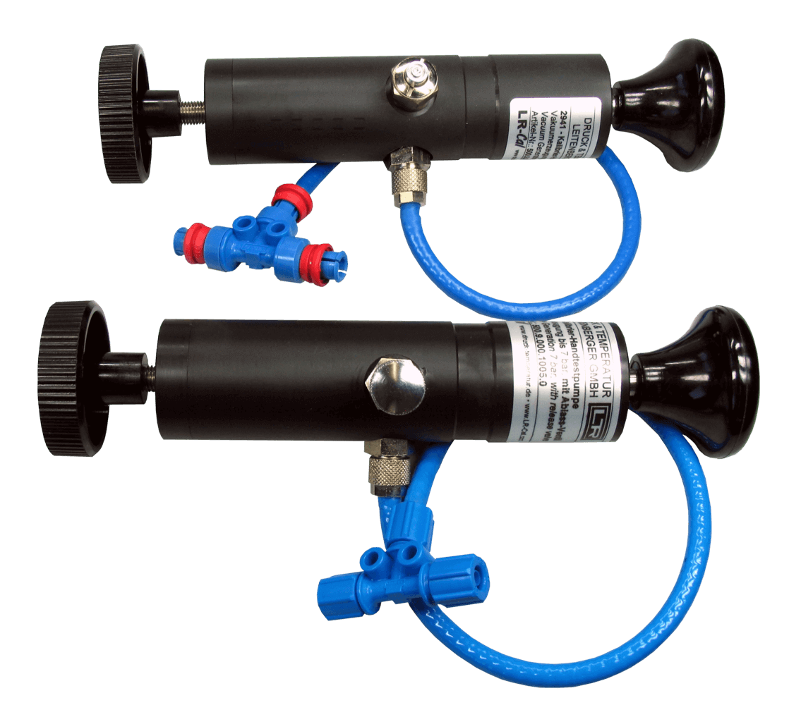 Pompes d'étalonnage manuelles LR-Cal 2911 : pression jusqu'à +7 bar / LR-Cal 2941 : vide jusqu'à -0,9 bar