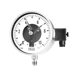 Manomètre à contact DN 160, raccord en acier inoxydable, SOLID FRONT