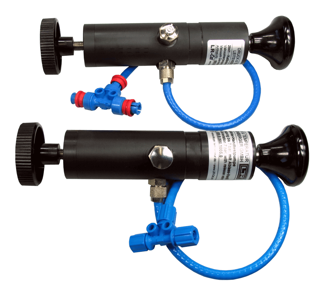 Pompes d'étalonnage manuelles LR-Cal 2911 : pression jusqu'à +7 bar / LR-Cal 2941 : vide jusqu'à -0,9 bar