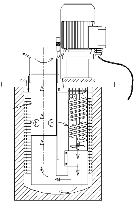 Scheme of the optional vertical overflow system LR-Cal BK 40-M