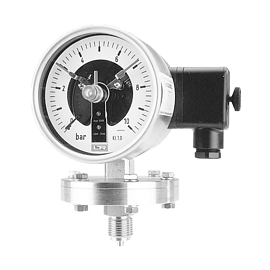 Diaphragm contact pressure gauge, wettet parts stainless steel
