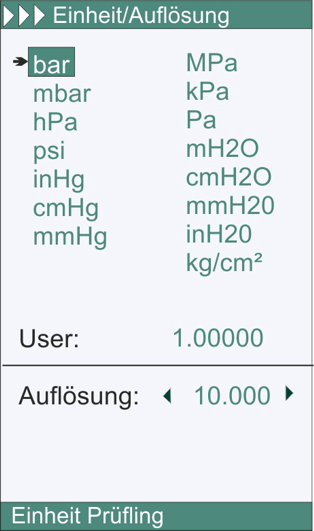 LR-Cal LPC 300 Einstellung Druckeinheit und Anzeigeauflösung