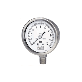 All st.st. bourdon tube pressure gauges DN 100 + DN 150