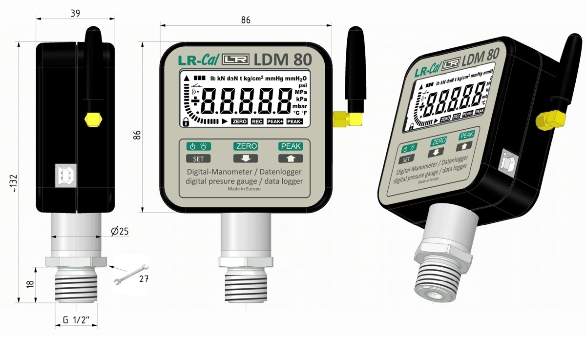 LR-Cal LDM 80 Dimensions